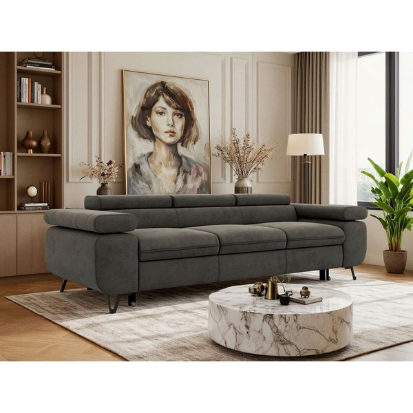 MKS MÖBEL Sofa PETER, 3-Sitzer Sofa, Sofa mit verstellbarer Rückenlehne, Schlaffunktion