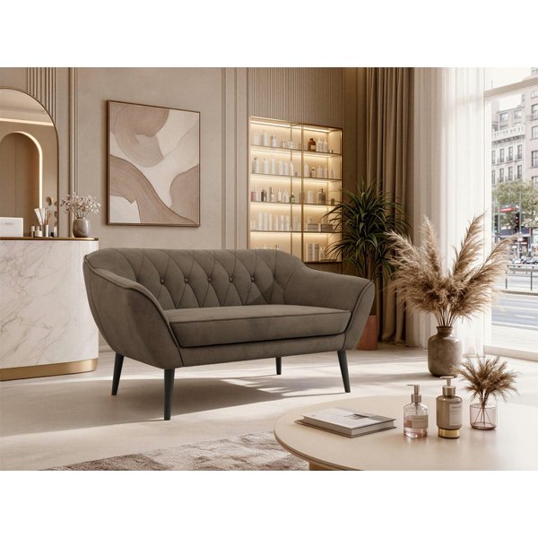 MKS MÖBEL Sofa PIRS, 2-Sitzer, Design mit Steppung, Wellenfederung, Scandi-Design, Füße wählbar