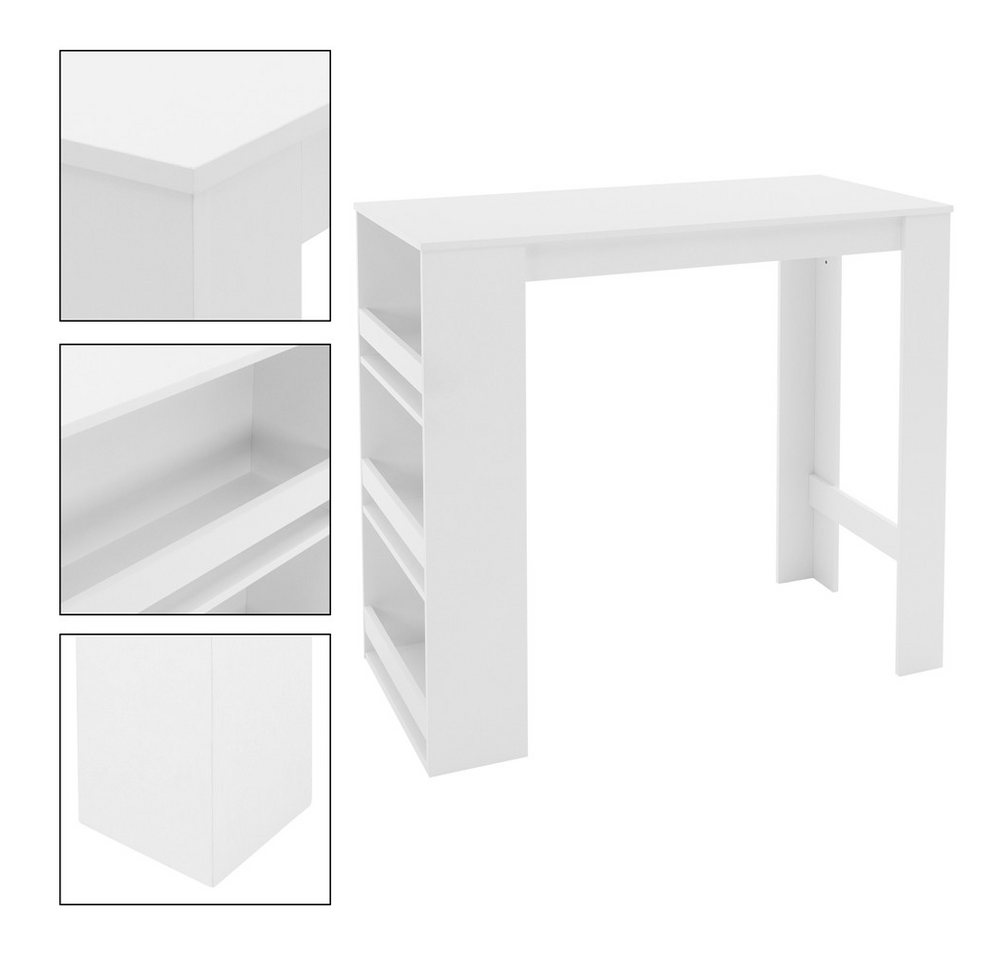 ML-DESIGN Bartisch Bistrotisch mit 3 Ablageflächen aus Holz Bartheke Küchenthe, Küchenbar Weiß Küchenbartisch Bartresen Schreibtisch Loungetisch – Bild 3 von 5