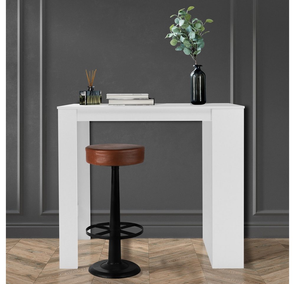 ML-DESIGN Bartisch Bistrotisch mit 3 Ablageflächen aus Holz Bartheke Küchenthe, Küchenbar Weiß Küchenbartisch Bartresen Schreibtisch Loungetisch – Bild 5 von 5