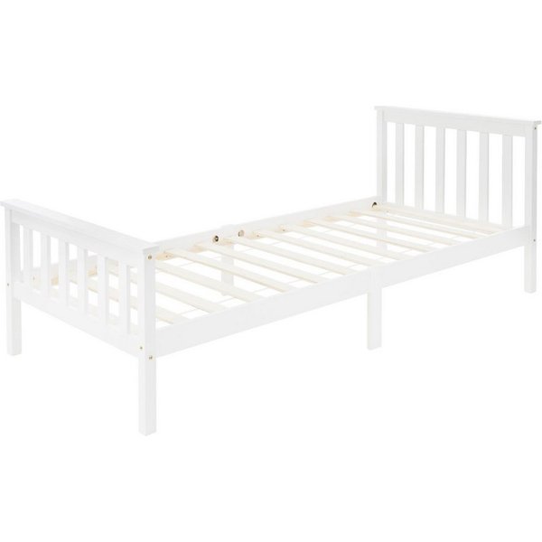 ML-DESIGN Bettgestell Holz Tagesbett, Jugend Einzelbett mit Kopf- & Fußteil, Holzbettgestell, Kinderbett, Bettrahmen Massivholz Bett Jugendbett Kiefer Weiß