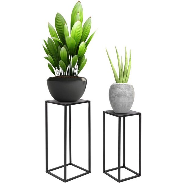 ML-DESIGN Blumenständer Pflanzenständer Set aus Metall Pflanztopf Deko Blumenhocker (2 St), Blumentopfständer Schwarz Wetterfeste und robuste Blumentopfhalter