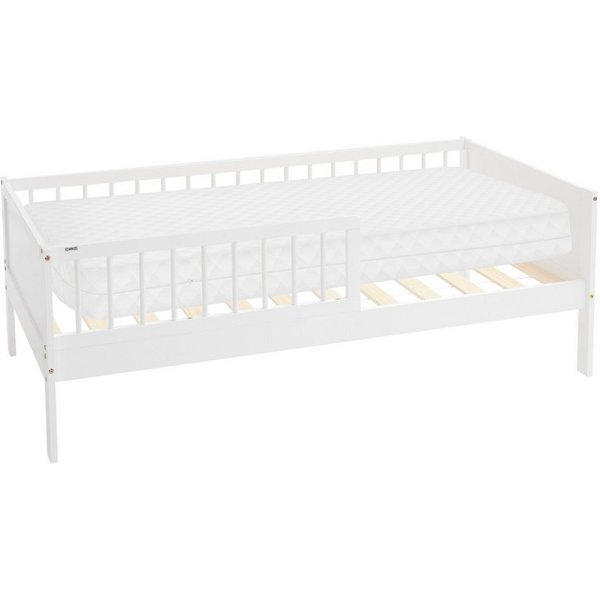 ML-DESIGN Jugendbett Bodenbett Juniorbett inkl. Lattenrost Einzelbett für Kinder Kinderbett, Junior-Bett mit Rausfallschutz & Matratze Bettrahmen aus MDF / Kief