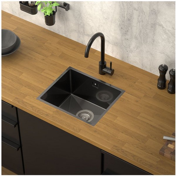 ML-DESIGN Küchenspüle Spülbecken aus Edelstahl, mit Ab- und Überlaufgarnitur & Siphon, 40/34 cm, Anthrazit Einzelbecken Waschbecken Küche Spüle Edelstahlspüle