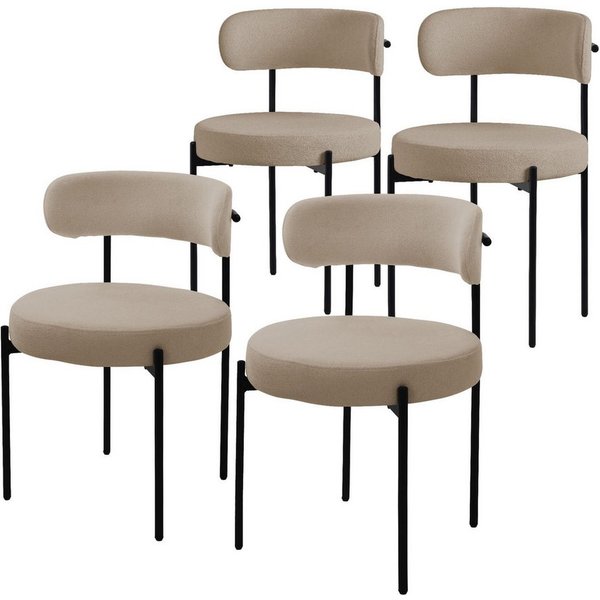 ML-DESIGN Polsterstuhl Esszimmerstühle Gruppe Küchenstuhl aus Teddystoff mit Metallbeinen (4 St), Clubstuhl 4er Set Wohnzimmerstuhl Braun moderne Design Lounge 