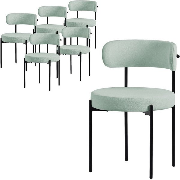 ML-DESIGN Polsterstuhl Esszimmerstühle Gruppe Küchenstuhl aus Teddystoff mit Metallbeinen (6 St), Clubstuhl 6er Set Wohnzimmerstuhl Grün moderne Design Lounge S