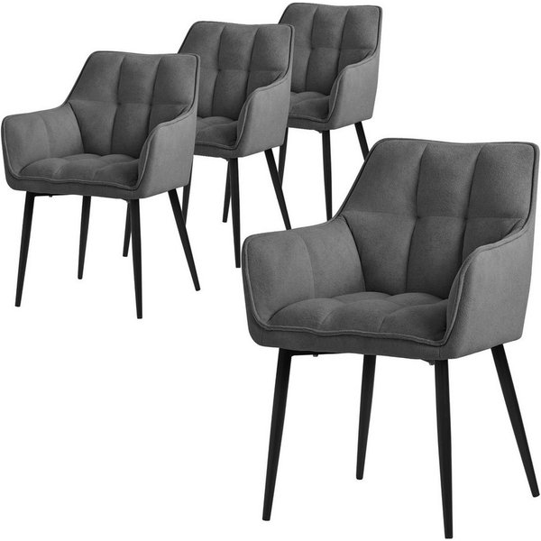 ML-DESIGN Polsterstuhl Esszimmerstuhl mit dickem gepolsterter Sitz Rücken- und Armlehnen (4 St), Wohnzimmerstuhl aus Frotteestoff Dunkelgrau Loungesessel Küchen