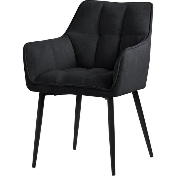 ML-DESIGN Polsterstuhl Esszimmerstuhl mit dickem gepolsterter Sitz, Rücken- und Armlehnen (1 St), Wohnzimmerstuhl aus Frotteestoff Schwarz Loungesessel Küchenst