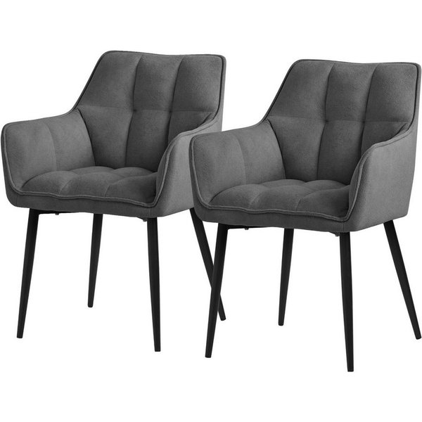 ML-DESIGN Polsterstuhl Esszimmerstuhl mit dickem gepolsterter Sitz Rücken- und Armlehnen (2 St), Wohnzimmerstuhl aus Frotteestoff Dunkelgrau Loungesessel Küchen