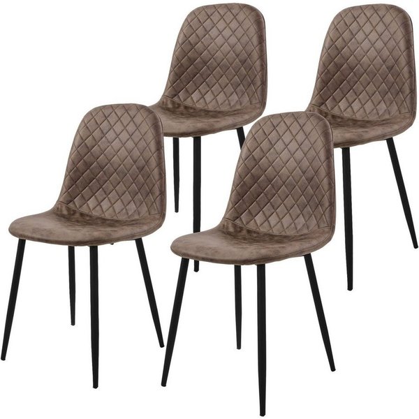ML-DESIGN Polsterstuhl Esszimmerstuhl mit Rückenlehne, Wohnzimmerstuhl mit Metallbeinen (4 St), Küchenstuhl ergonomisch Braun moderne Design mit Kunstlederbezug