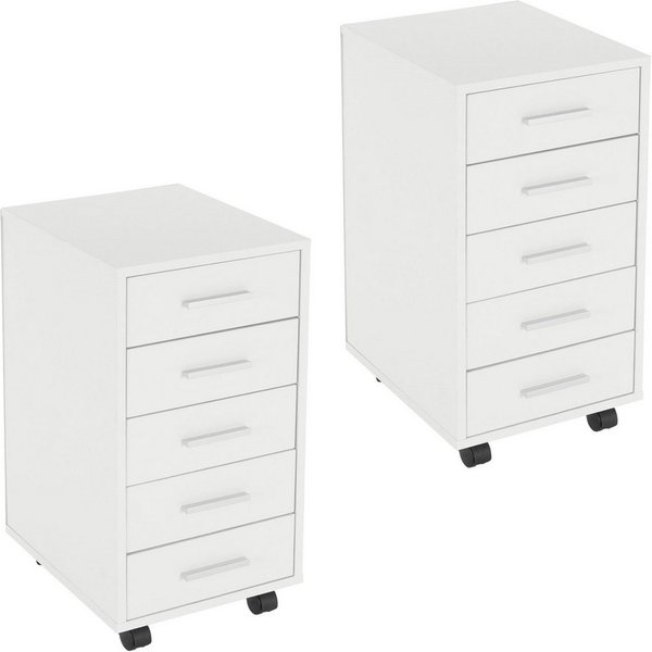 ML-DESIGN Rollcontainer Schubladenschrank mobiler Aktenschrank Büroschrank mit 5 Schubladen, (2 St), 2x Rollschrank 33x38x63,5 cm Bürocontainer Lagerschrank für