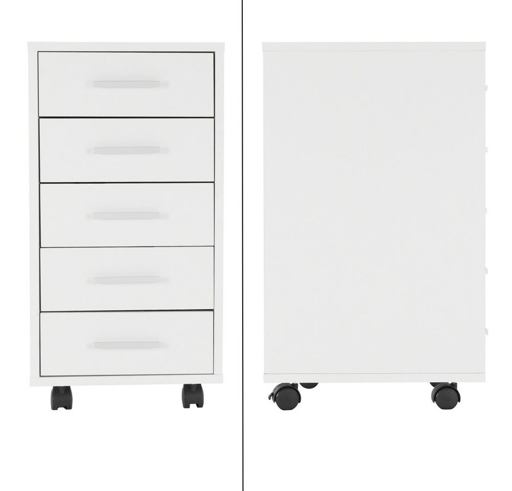 ML-DESIGN Rollcontainer Schubladenschrank mobiler Aktenschrank Büroschrank mit 5 Schubladen, (2 St), 2x Rollschrank 33x38x63,5 cm Bürocontainer Lagerschrank für – Bild 2 von 5
