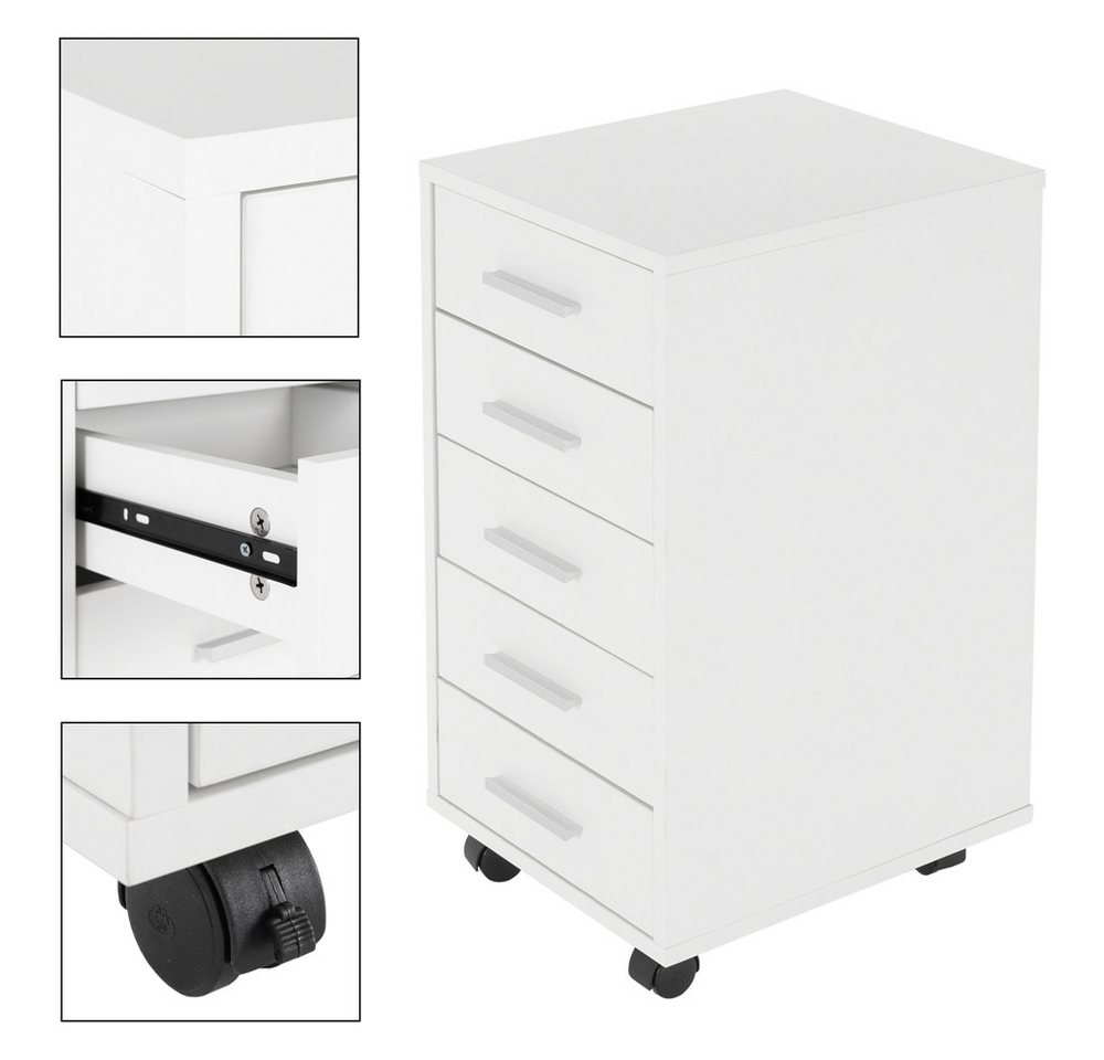 ML-DESIGN Rollcontainer Schubladenschrank mobiler Aktenschrank Büroschrank mit 5 Schubladen, (2 St), 2x Rollschrank 33x38x63,5 cm Bürocontainer Lagerschrank für – Bild 3 von 5