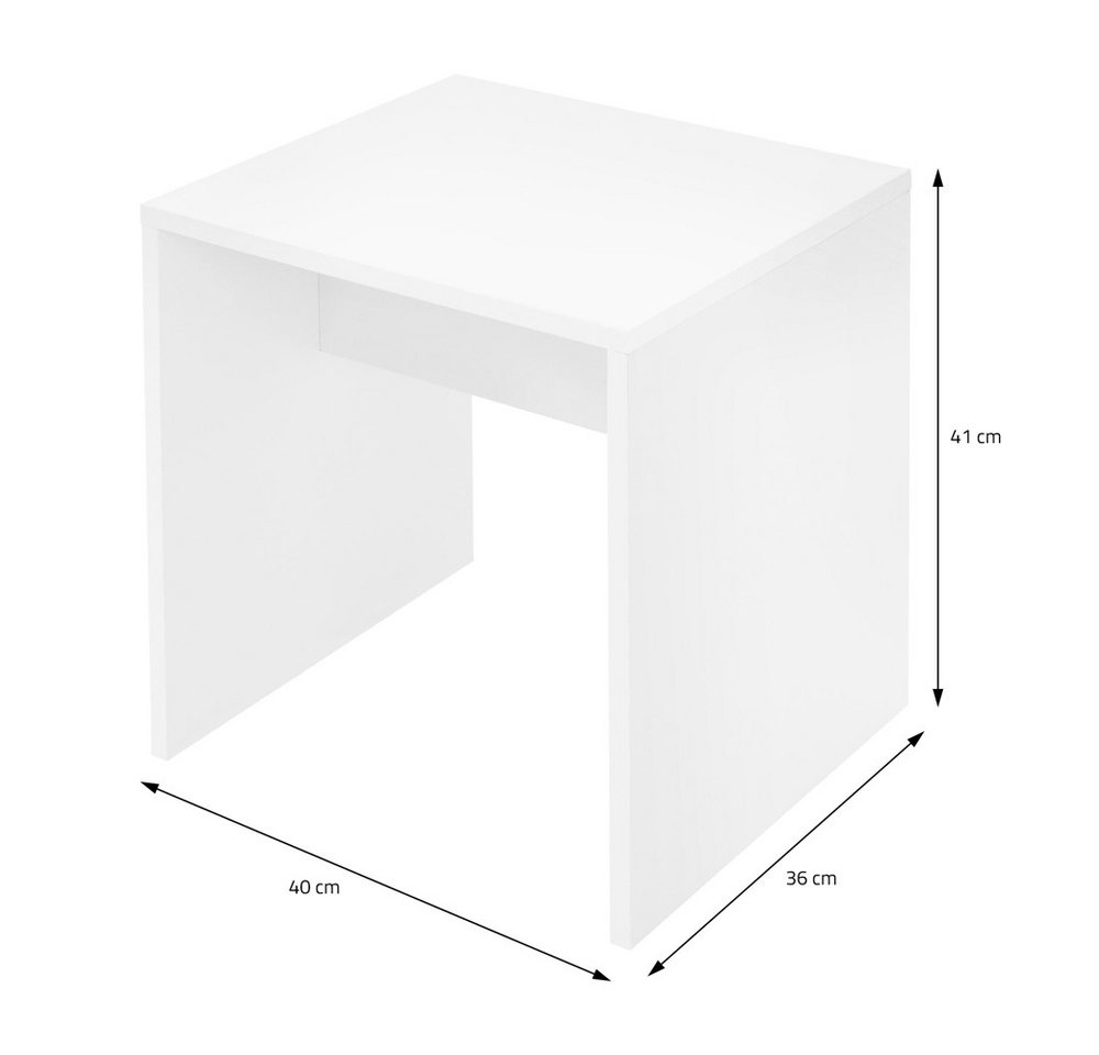ML-DESIGN Schminktisch Moderner Polsterhocker im edlen Design hoher Sitzkomfort, Weiß 40x36x41 cm robust vielseitig einsetzbar Schminkbank aus Holz – Bild 4 von 4