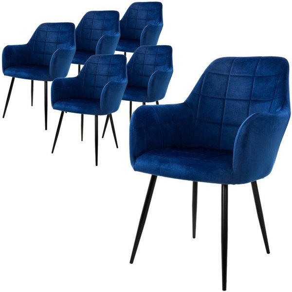 ML-DESIGN Stuhl Esszimmerstuhl ergonomisch & gepolstert, Esstischstuhl mit Rückenlehne (6 St), Wohnzimmerstuhl Dunkelblau Samtbezug Küchenstuhl Polsterstuhl
