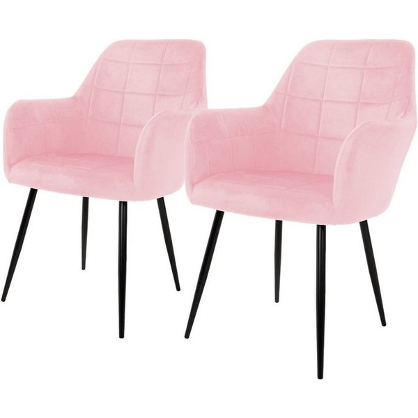 ML-DESIGN Stuhl Esszimmerstuhl ergonomisch & gepolstert, Esstischstuhl mit Rückenlehne (2 St), Wohnzimmerstuhl Rosa Samtbezug Küchenstuhl Polsterstuhl