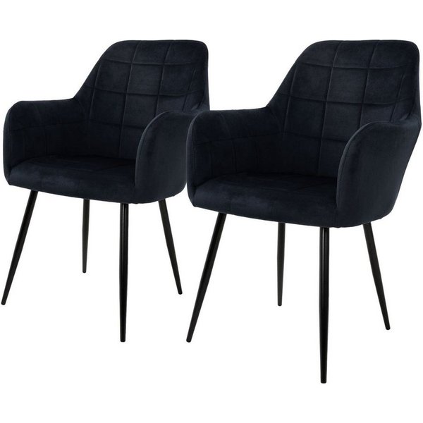ML-DESIGN Stuhl Esszimmerstuhl ergonomisch & gepolstert, Esstischstuhl mit Rückenlehne (2 St), Wohnzimmerstuhl Schwarz Samtbezug Küchenstuhl Polsterstuhl