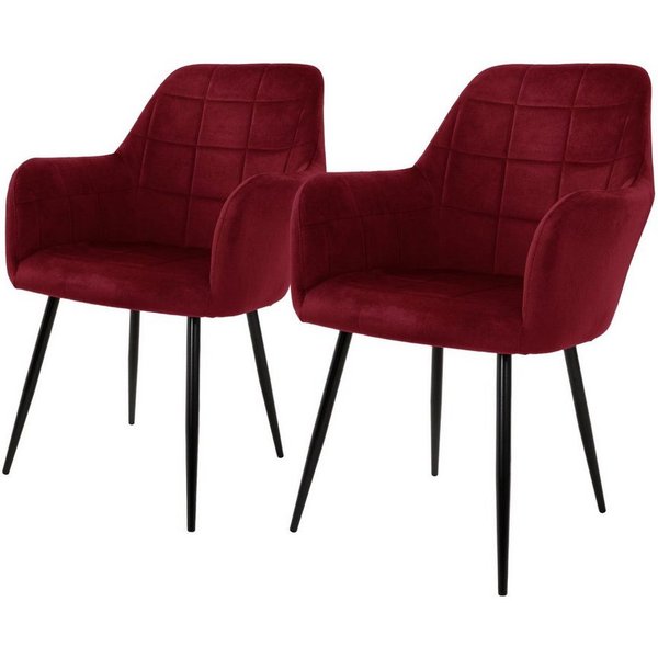 ML-DESIGN Stuhl Esszimmerstuhl ergonomisch & gepolstert, Esstischstuhl mit Rückenlehne (2 St), Wohnzimmerstuhl Bordeaux Samtbezug Küchenstuhl Polsterstuhl