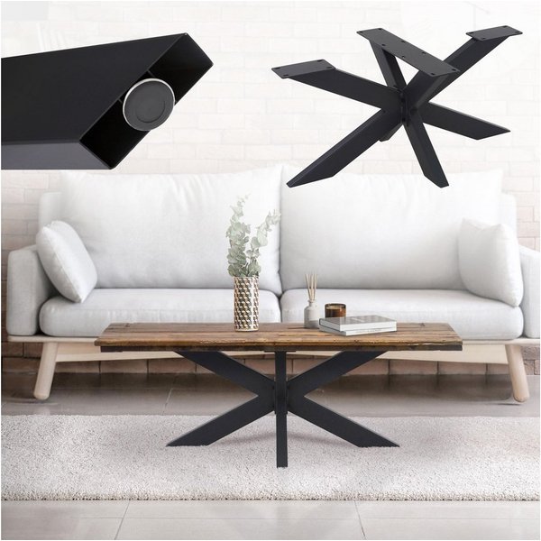 ML-DESIGN Tischbein Tischgestell Spider Kreuzgestell Schwerlast aus Stahl DIY Möbelfüße, Tischkufen Tischfüße X-Design 98x58x43 cm Schwarz Industriedesign