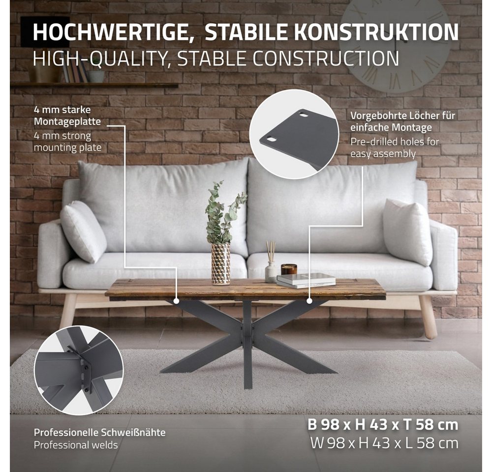ML-DESIGN Tischbein Tischgestell Spider Kreuzgestell Schwerlast aus Stahl DIY Möbelfüße, Tischkufen Tischfüße X-Design 98x58x43 cm Anthrazit Industriedesign – Bild 2 von 5