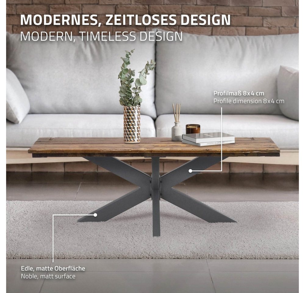 ML-DESIGN Tischbein Tischgestell Spider Kreuzgestell Schwerlast aus Stahl DIY Möbelfüße, Tischkufen Tischfüße X-Design 98x58x43 cm Anthrazit Industriedesign – Bild 4 von 5