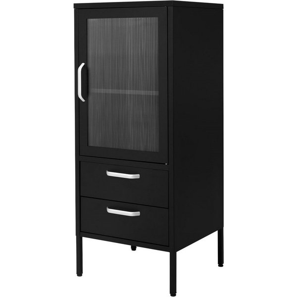 ML-DESIGN Vitrine Buffet Küchenschrank Vitrinenschrank Stahl Standvitrine mit Stauraum Wohnzimmer Standschrank Metall Aktenschrank Bücherschrank Hochschrank
