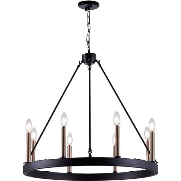 MLT&RIDDLE Kronleuchter Eleganter Wagenrad-Kronleuchter mit 8 Kerzen, ohne Leuchtmittel, ceiling lamp, E14 Light Bulb, Dimmbar