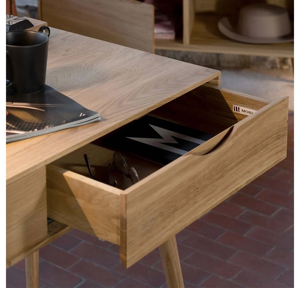 Mobello Schreibtisch Massiver Eichenholz Bürotisch, Moderner Computertisch & Holztisch, 110x50x80 cm – Bild 2 von 5