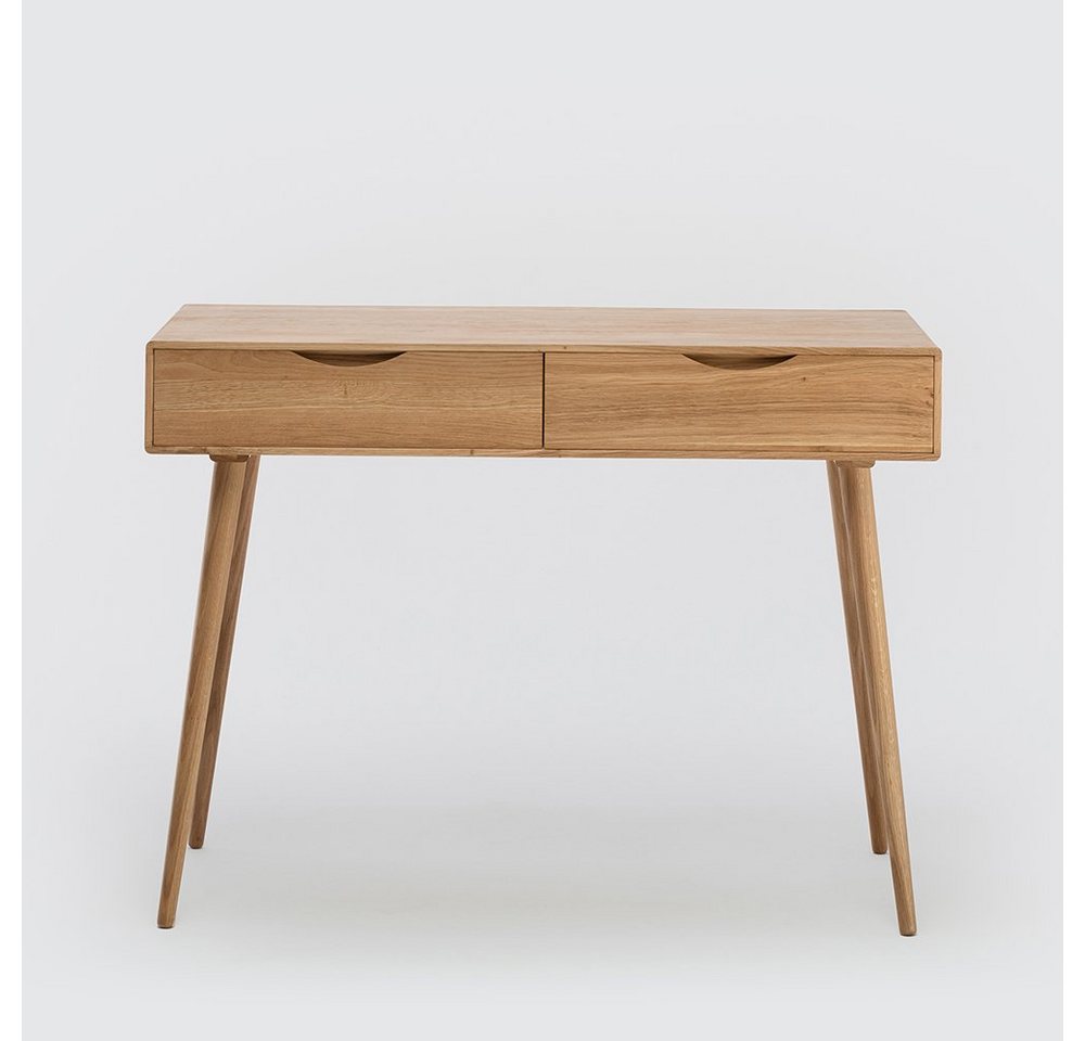 Mobello Schreibtisch Massiver Eichenholz Bürotisch, Moderner Computertisch & Holztisch, 110x50x80 cm – Bild 3 von 5