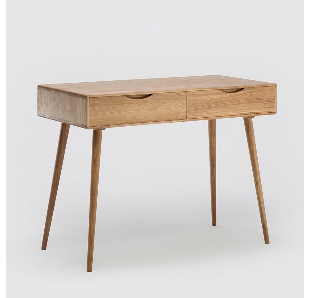 Mobello Schreibtisch Massiver Eichenholz Bürotisch, Moderner Computertisch & Holztisch, 110x50x80 cm – Bild 4 von 5