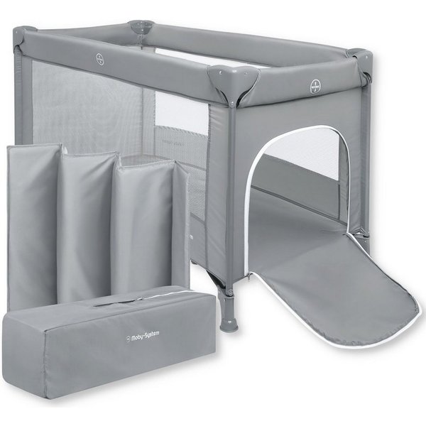 Moby-System Baby-Reisebett Multifunktionales Reisebett - Happy Traveller BASIC, Grau