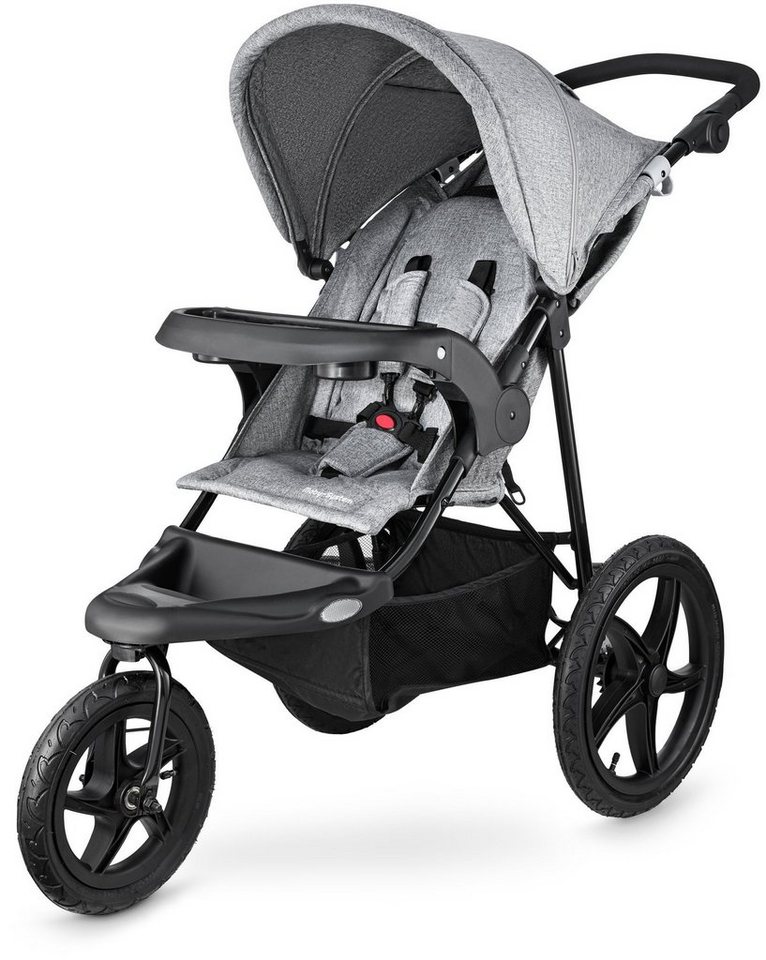 Moby-System Dreirad-Kinderwagen Jogging-Kinderwagen mit Luftreifen und Verdeck - Modell: MOUNTAIN, Large air-filled wheels: 16” (39 cm) rear, 12.5” (30 cm) fron – Bild 4 von 5