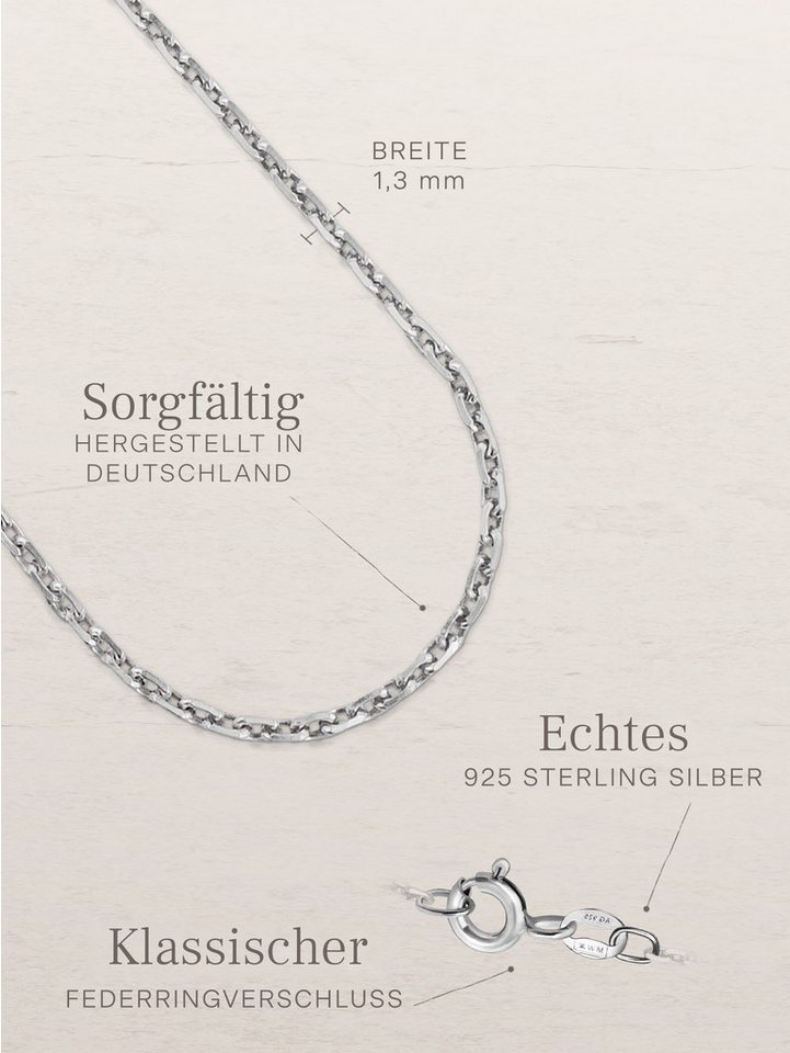 modabilé Silberkette Ankerkette DELICATE Rund, Halskette Damen 35cm, 1,3mm, Kette ohne Anhänger, Sterling Silber 925 – Bild 5 von 5