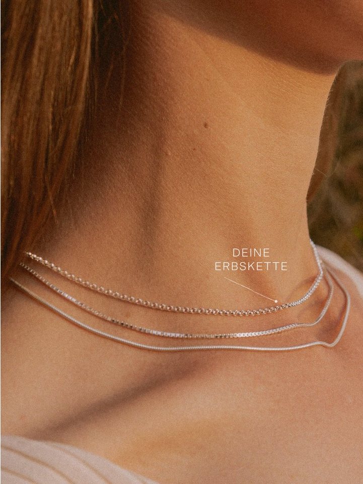 modabilé Silberkette Erbskette TENDER, Damen Halskette 2mm, 38cm, Kette ohne Anhänger aus Sterling Silber 925 – Bild 4 von 5