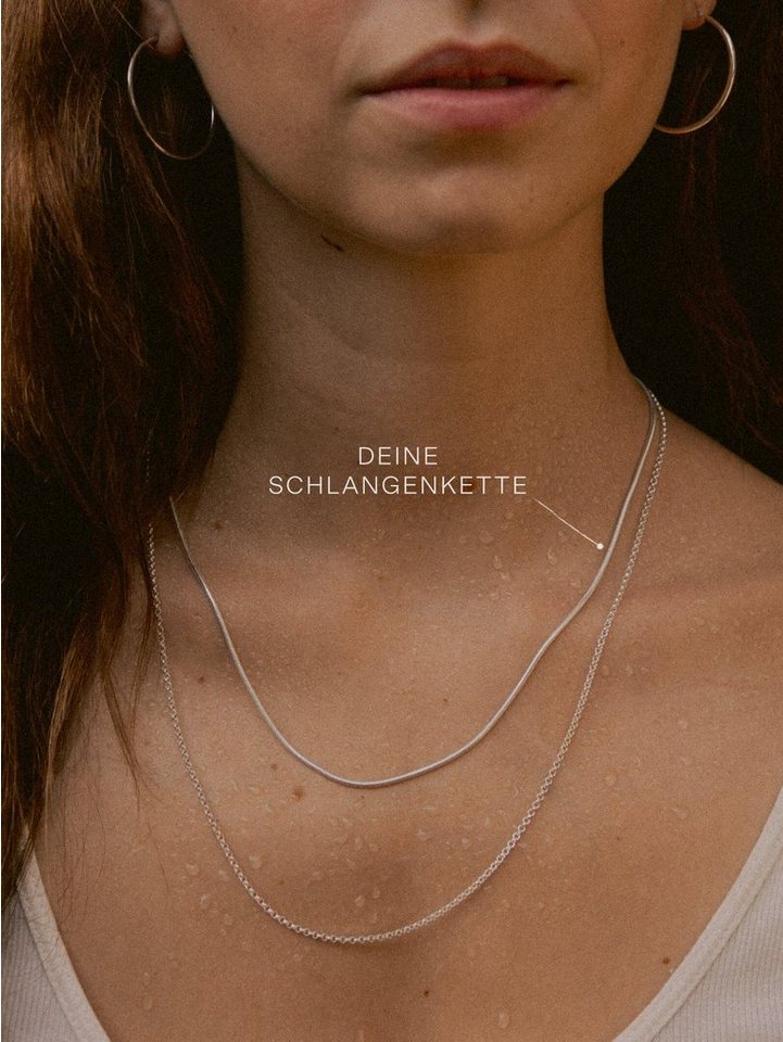modabilé Silberkette Schlangenkette HEARTFELT, Damen Halskette 1,6mm, 35cm Kette Sterling Silber 925, Made in Germany – Bild 2 von 5