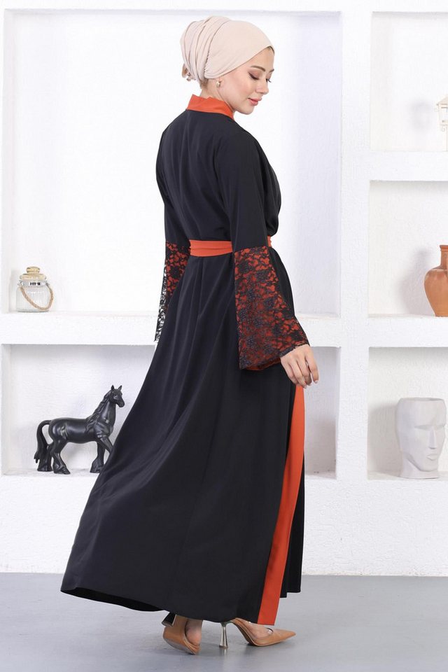 MODAMİHRAM Maxikleid Spitzen-Detail Abaya – Bild 5 von 5