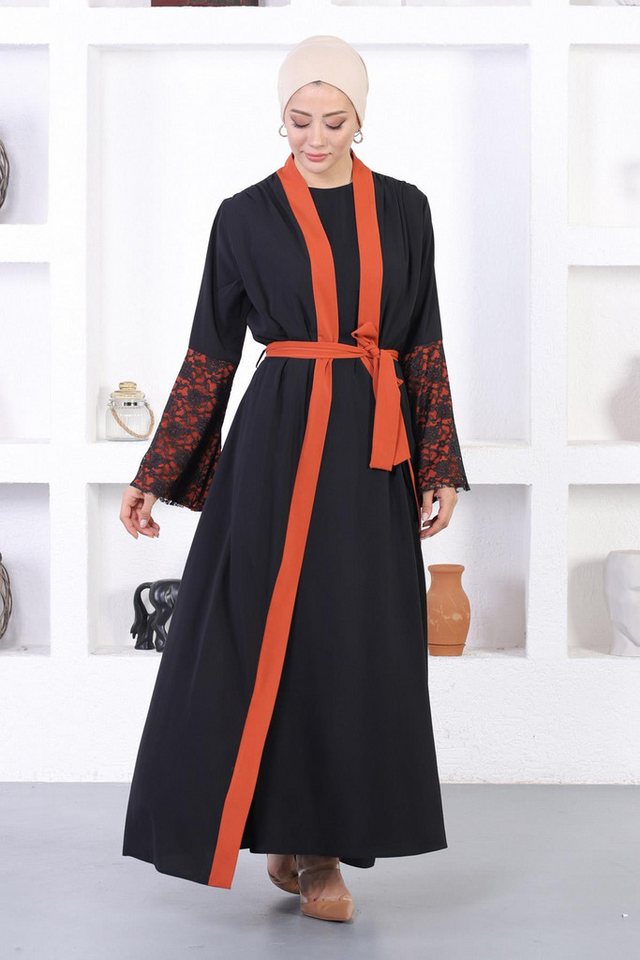 MODAMİHRAM Maxikleid Spitzen-Detail Abaya – Bild 3 von 5