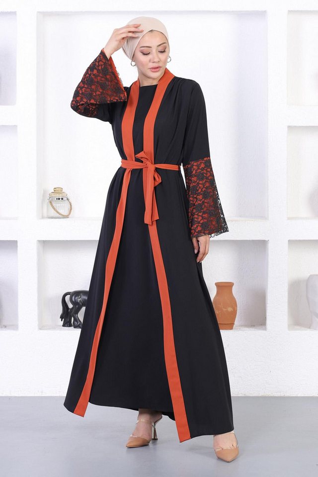 MODAMİHRAM Maxikleid Spitzen-Detail Abaya – Bild 4 von 5