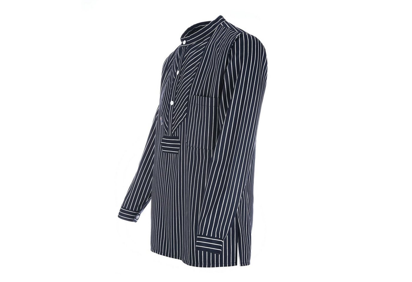 modAS Langarmhemd 8009 Unisex Fischerhemd Basic Line - Finkenwerder Hemd gestreift Baumwolle – Bild 2 von 5