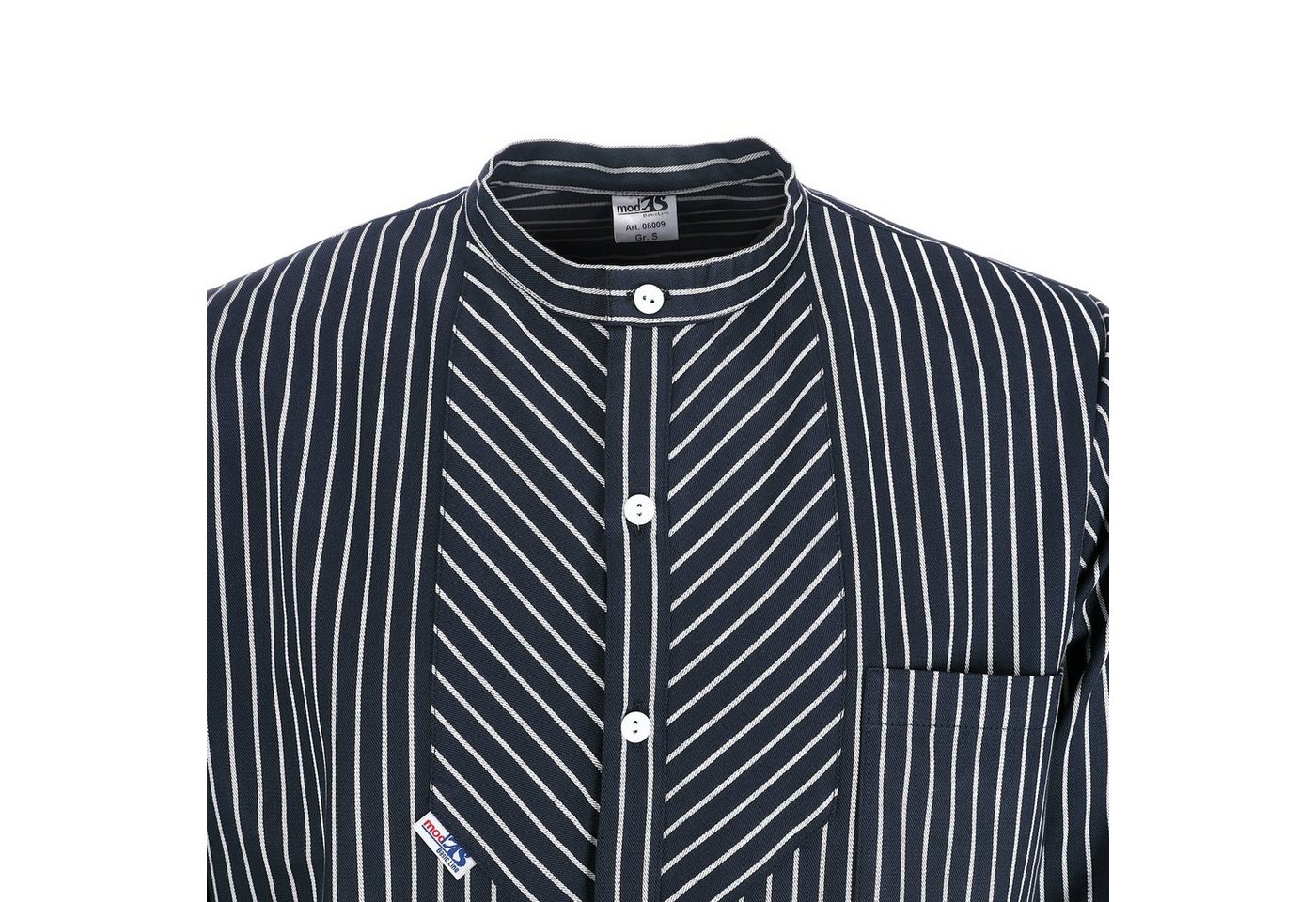 modAS Langarmhemd 8009 Unisex Fischerhemd Basic Line - Finkenwerder Hemd gestreift Baumwolle – Bild 4 von 5