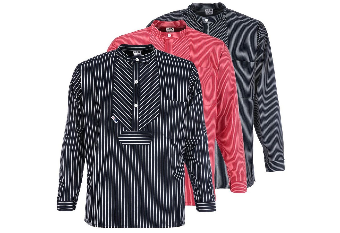 modAS Langarmhemd 8009 Unisex Fischerhemd Basic Line - Finkenwerder Hemd gestreift Baumwolle – Bild 3 von 3