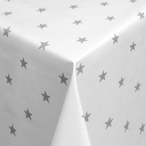 Moderno Tischdecke Wachstuch Tischdecke Weihnachten abwaschbar Sterne Weiß-Grau, Abwaschbar