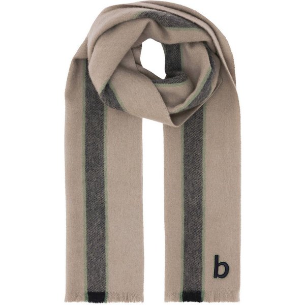 bugatti Modeschal Lässiger Wollschal mit Streifen und bugatti-Patch