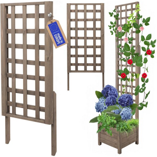 Modo24 Blumenkasten aus Holz, Pflanzkübel, Balkonkasten mit / ohne oder nur Rankgitter, Blumenkübel Holzkiste Garten Terrasse, Imprägniert Wetterfest Outdoor