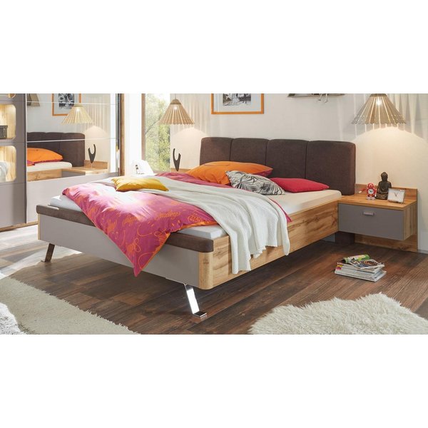 Möbel Akut Bettanlage Bettanlage MONACO 180x200 cm basaltgrau und Wildeiche