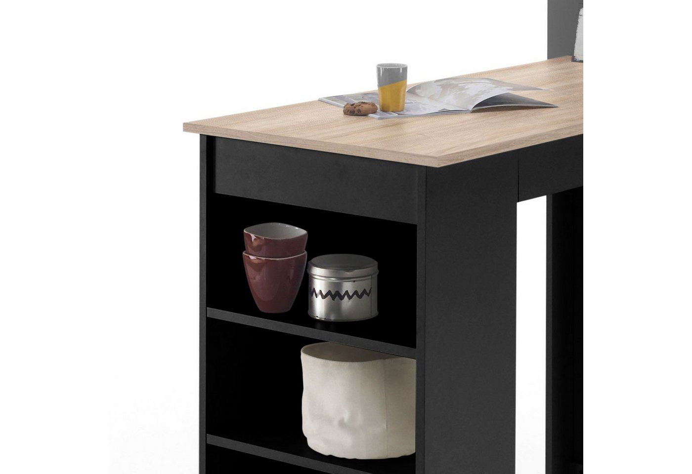Möbel Akut Stehtisch Stehtisch Bartisch Black Regal Sonoma Eiche schwarz – Bild 3 von 4