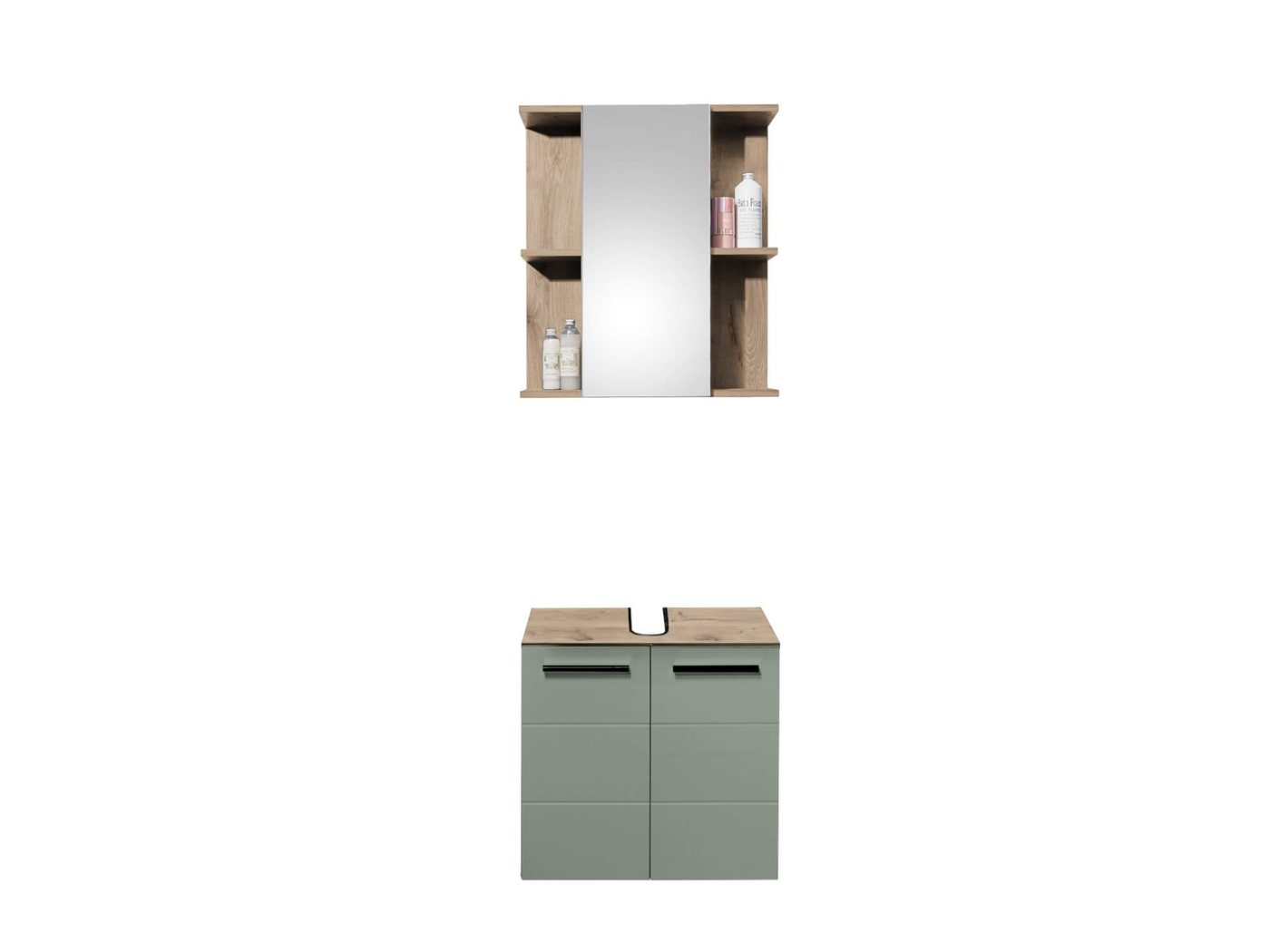 moebel-dich-auf Badezimmer-Set VALENCIA, (Waschbeckenunterschrank, Spiegelschrank, MDF-Fronten tiefgezogen, Korpus melaminbeschichtet) – Bild 4 von 5
