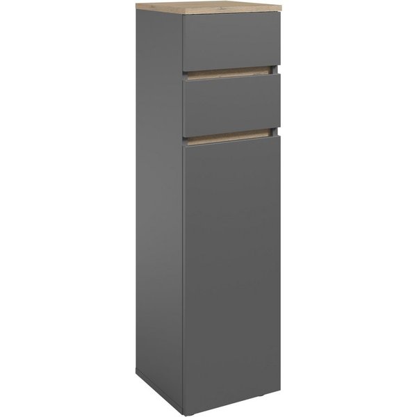 moebel-dich-auf Badkommode LONDRES (Badezimmerschrank Badschrank, mit 1 Tür und 2 Schubkästen, BxH 30x108 cm), in kaschmir oder anthrazit, Absetzung: Cremona Ei