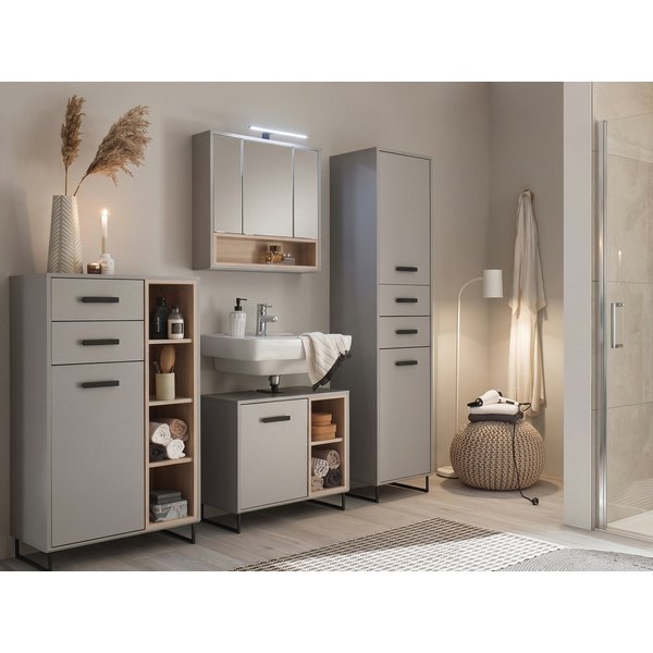 moebel-dich-auf Badmöbel-Set TOURS, (Set 4, Spiegelschrank, Waschbeckenunterschrank)