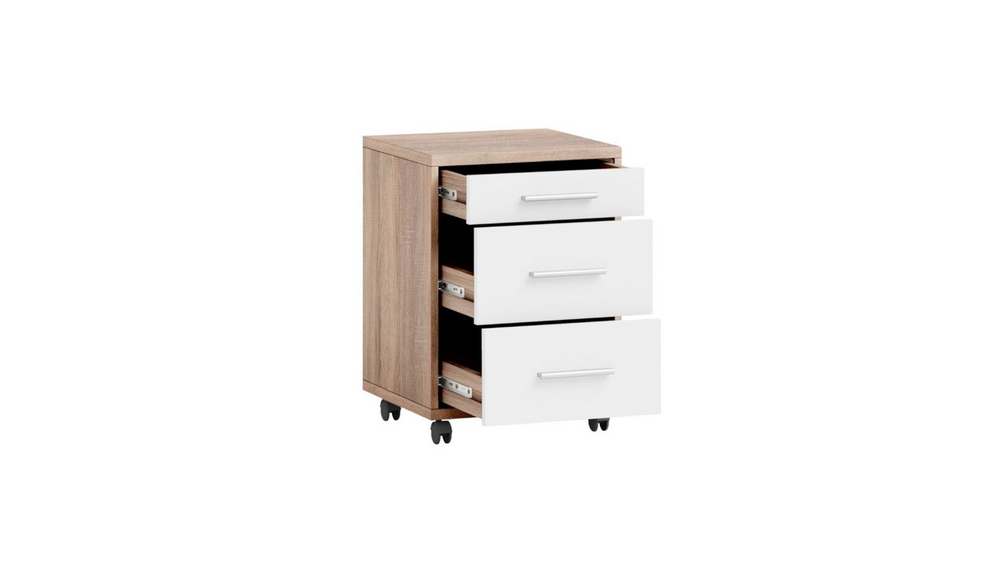 moebel-dich-auf Büromöbel-Set OFFICE LINE, (Spar-Set, 5-tlg., Winkelschreibtisch mit Rollcontainer + Aktenschrank + 2 Aktenregale), in Eiche Sonoma / weiß matt – Bild 5 von 5